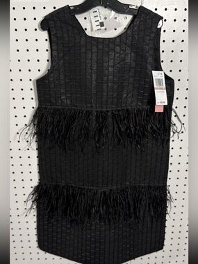 BCBGirls Black Feather Trim Shift Dress